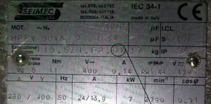 Seimec (Rossi)-HPEV 80XA 2 230.400V-50Hz B34 (Right threaded shaft end)  price