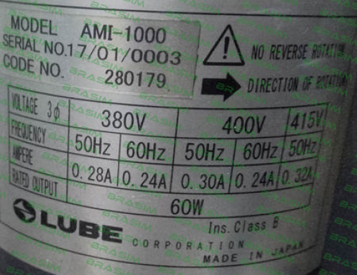 Lube-Model:AMI-1000  S/N:17/01/0003 oem price