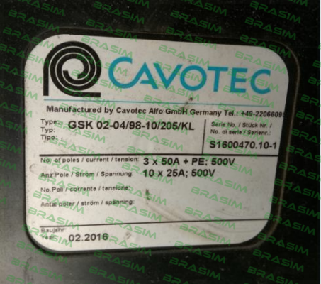 Cavotec-GSK 02-04/98-10/205/KL price