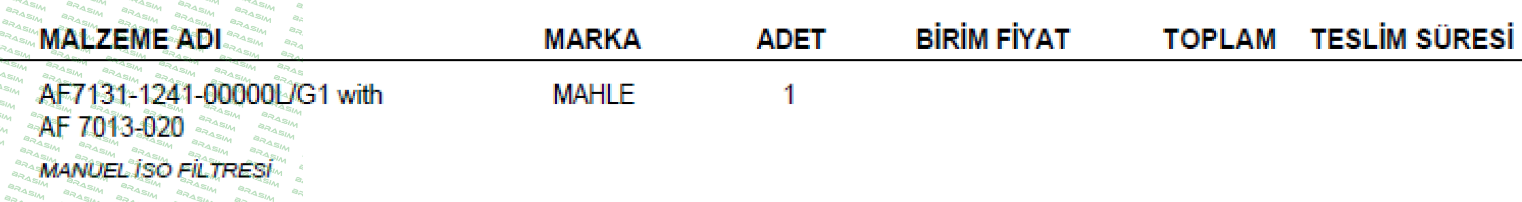 MAHLE-AF    7013-020 F.AF 71** price