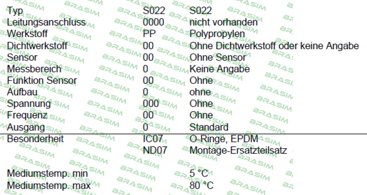 Burkert-P/N: 00561230, Type: S022-0000-PP00-00-0-00-0-000/00-0 * IC07+ND07 price