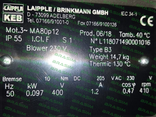 LAIPPLE KEB-MA80/12-TB-BR-FL-ST10 price