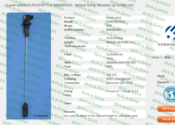 Euroswitch-ELIMM860500 price