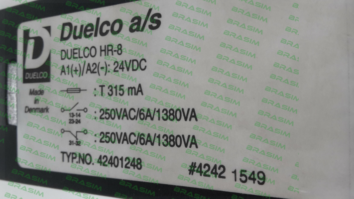 DUELCO-HR-8 Type: 42401248 obsolete,replaced by HR-2007F 24V (42080030) price