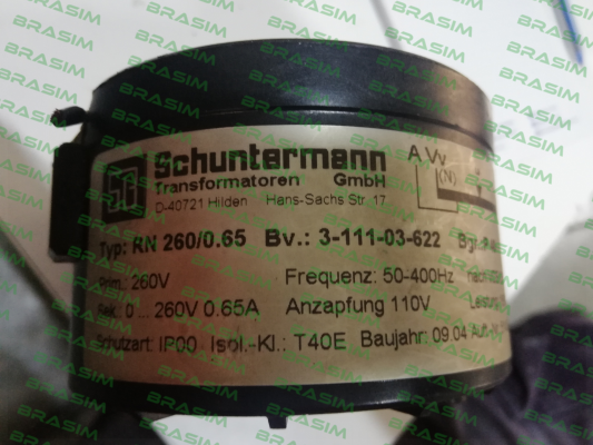 Schuntermann Transformatoren-Type: RN 260/0.65 price