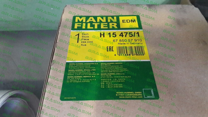 Mann Filter (Mann-Hummel)-P/N: 6785057910 Type: H 15 475/1 price