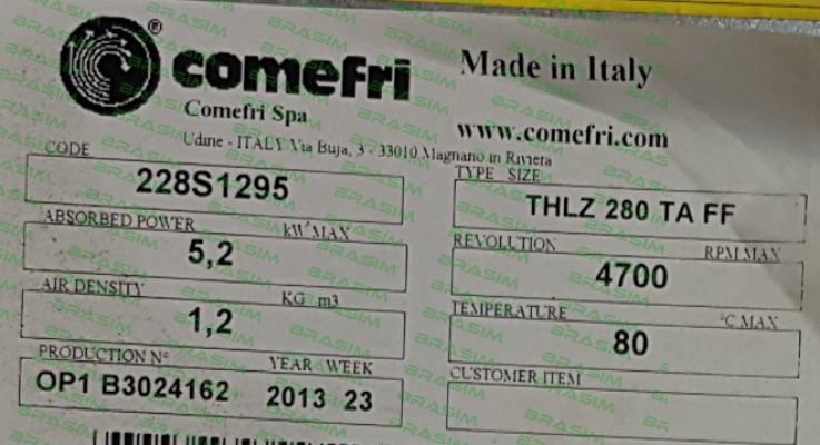 Comefri-THLZ 280 FFTA price