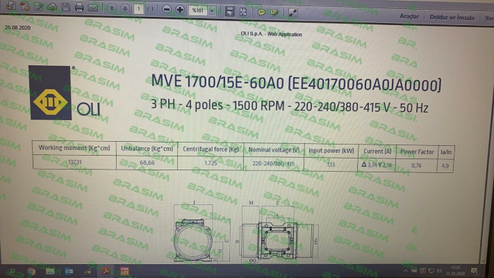 Oli-MVE 1700/15E-60A0 price