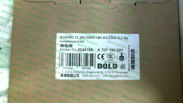 Dold-p/n: 0046195, Type: BD9080.12 3AC500V UH AC230V 0,1-5s price