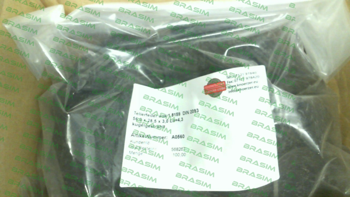 Mubea-A0560  (Disc spring made of 1.8159 DIN 2093)  (package of 100 pcs) price