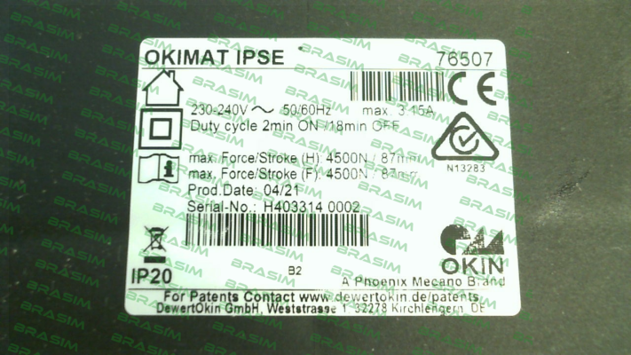 Okin-P/N:76507; Type:OM2/IPSE/BK/87-87/230-240 price