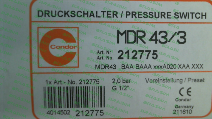 Condor-P/N: 212775, Type: MDR 43/3 price