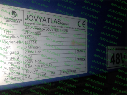 JOVYATLAS-USV JOVYTEC P 1500-6 price