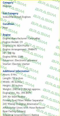 Caterpillar-C9 – 350HP  price