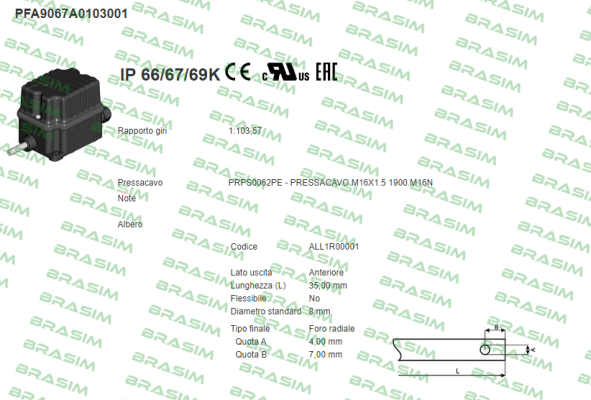 Ter Tecno Elettrica Ravasi-PFA9067A0103001 price