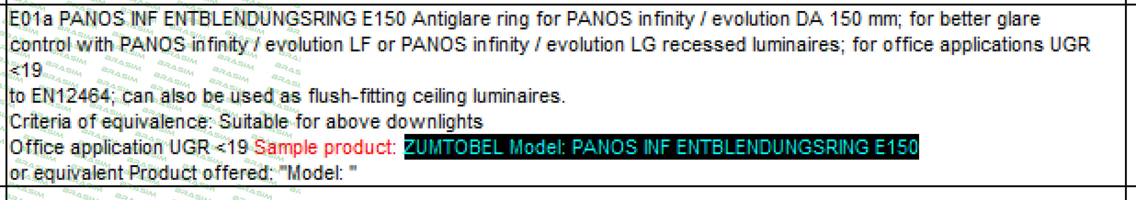 Zumtobel-PANOS INF ENTBLENDUNGSRING E150  price