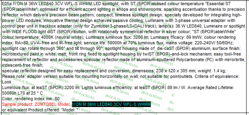 Zumtobel-IYON M LED2900-930 LDO 3CY FL-S WHMM  price