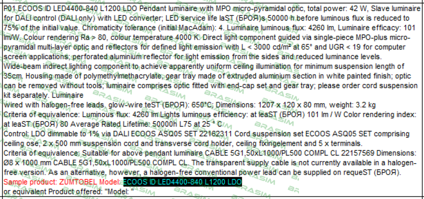 Zumtobel-ECOOS ID LED4400-840 L1200 LDO  price