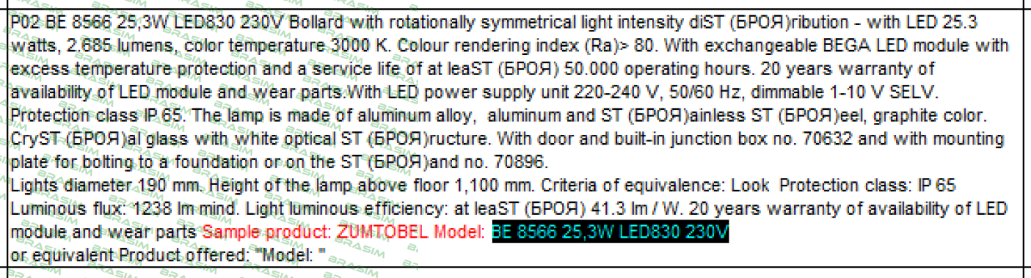 Zumtobel-BE 8566 25,3W LED830 230V  price