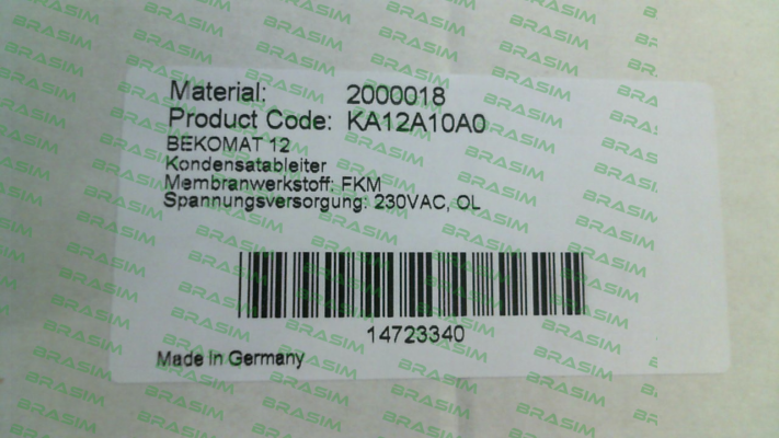 Beko-2000018 KA12A1OA0 BEKOMAT 12, 230 VAC price