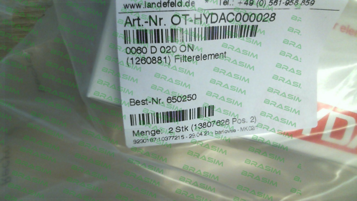 Hydac-1260881 / 0060 D 020 BN4HC price