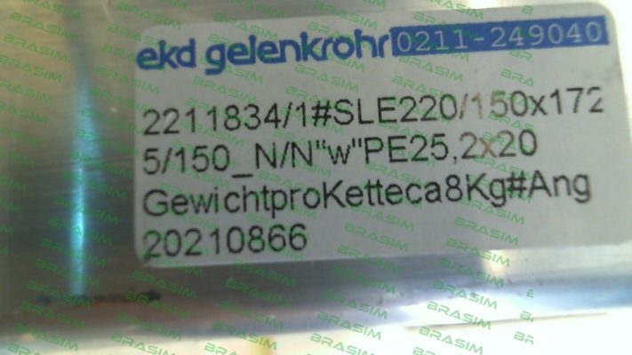 Ekd Gelenkrohr-SLE 220 /150 x 1725 / 150-N/N "w" price