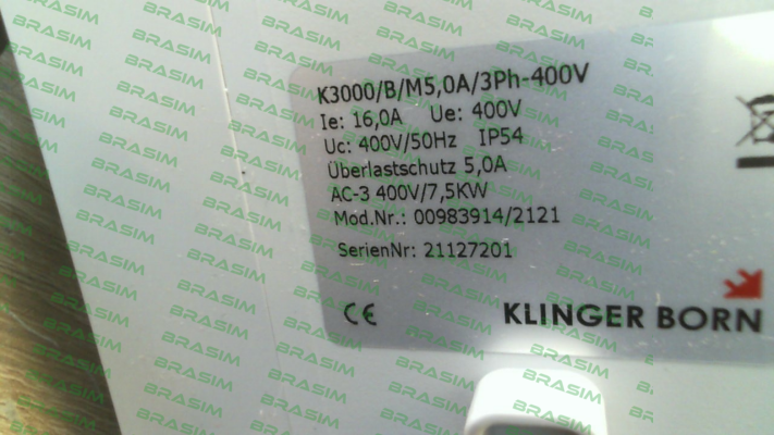 Klinger Born-0098.3914 / K3000/B/Mx,xA/3Ph-400V price