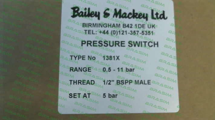 Bailey & Mackey-Type 1381X (04 86596 025) price