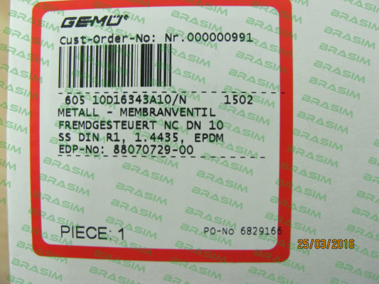 Gemü-605 10D16343A10/N 1502  price