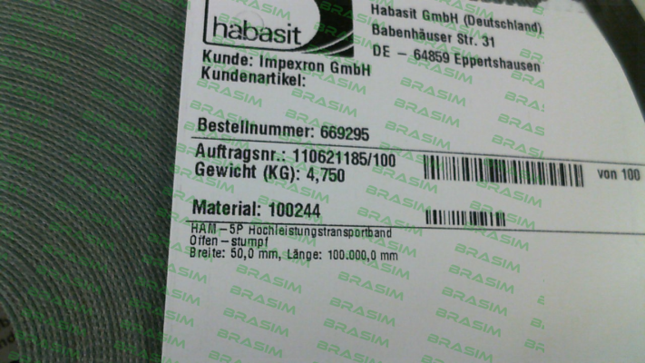 Habasit-HAM -5P 3002324 841/B (1x100m) price