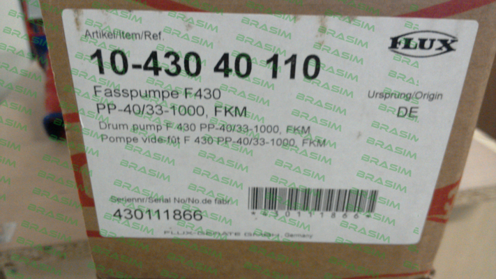 Flux (Sondermann)-P/N: 10-458 40 610, Type: F430 PP-40/33-1000, FKM price