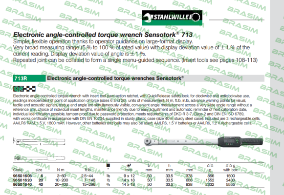 Stahlwille-P/N: 96501606 Type: 713R/6   price