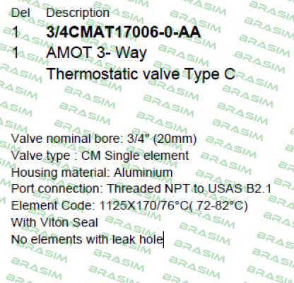 Amot-3/4CMAT17006-0-AA price