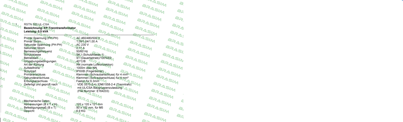 Michael Riedel Transformatorenbau-RSTN 500 UL-CSA price