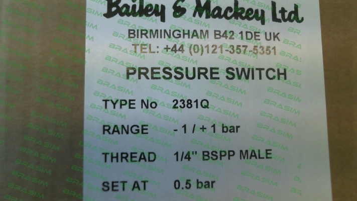 Bailey & Mackey-Type 2381Q (05 87940 165) price