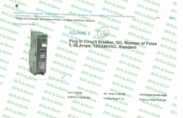 Square D (Schneider Electric)-QO130  price