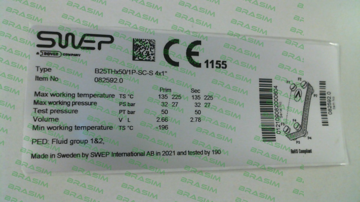 Swep-13845-050 (B25THx50/1P-SC-S 4x1"(45) price