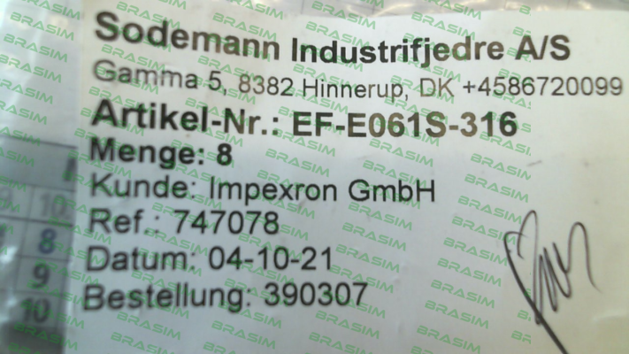 Sodemann-EF-E061S-316 price