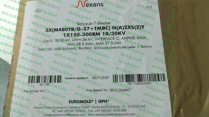 EUROMOLD-P/N:501139; Type:3X(M480TB/G-27+TMBC) price