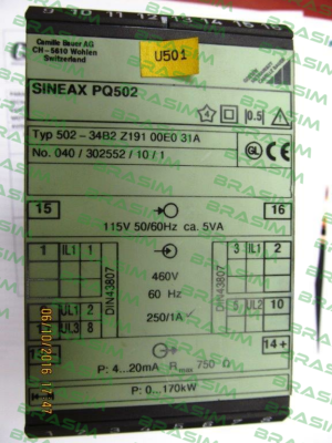 Gossen Metrawatt-SINEAX 502-34B2Z19100E031A obsolete, replaced by Sineax P 530  price