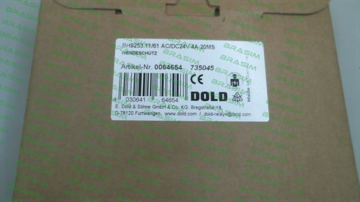 Dold-p/n: 0064654, Type: BH9253.11/61 AC/DC24V 4A 20MS price