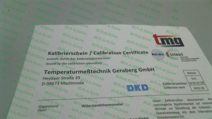 TMG GERABERG-8000282 DAkkS - Calibration Certificate price