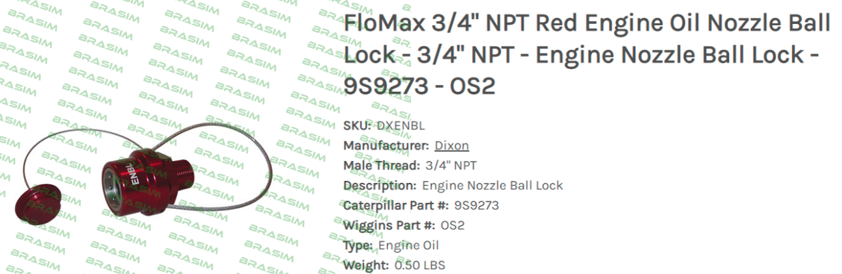 Dixon-9S9273     3/4" NPT male Thread price