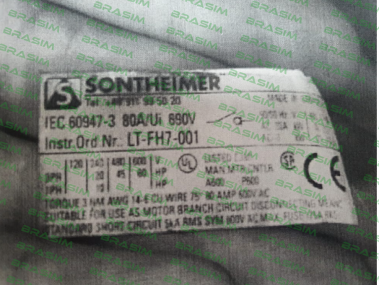 Sontheimer-LT-FH7-001 (80A/Ui 890V) price