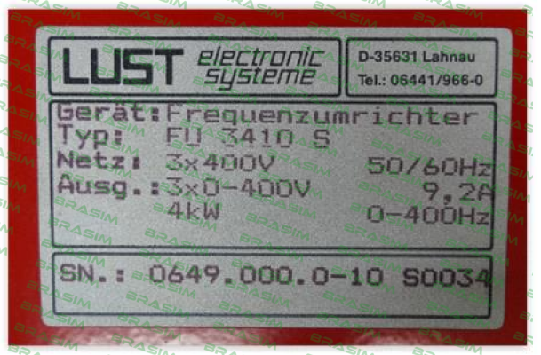 Lust-FU 3410 S obsolete, replaced by CDA34.010,Wx.x,PC1  price