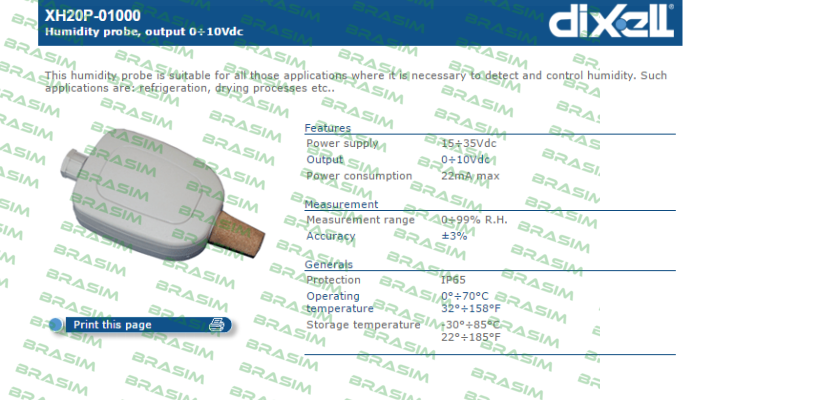 Dixell-XH20P-01000 price