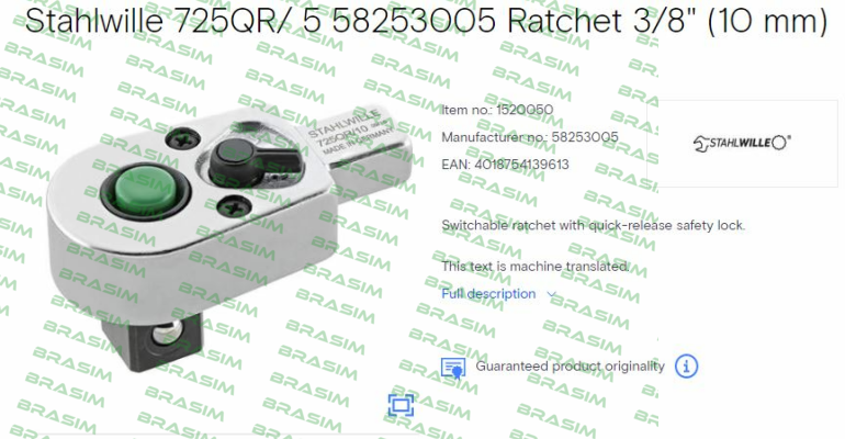 Stahlwille-P/N: 58253005 Type: 725QR/ 5 price