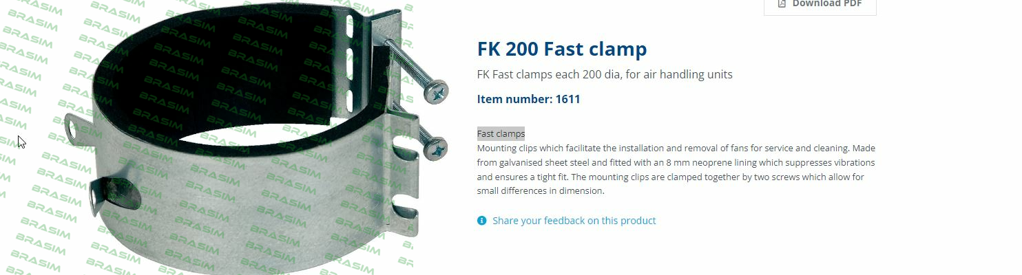 Systemair-Item No. 1611, Type: FK 200 Fast clamp price