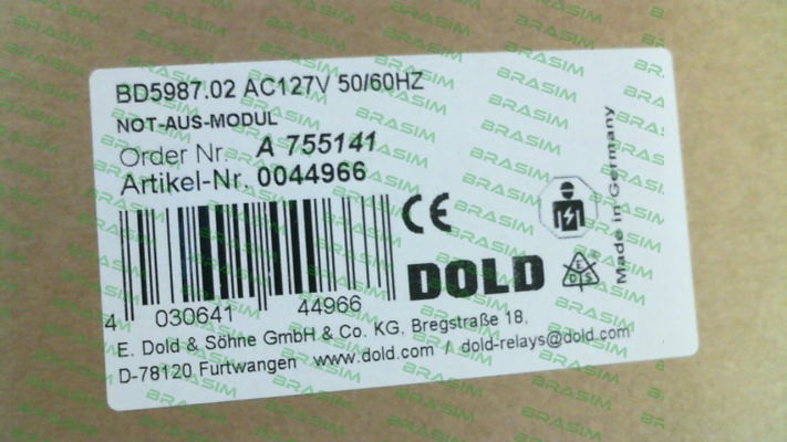 Dold-p/n: 0044966, Type: BD5987.02 AC127V 50/60HZ price