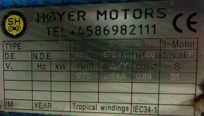 Hoyer Motors-Y2E2 280M-4 Serial No:sh545112-149 price